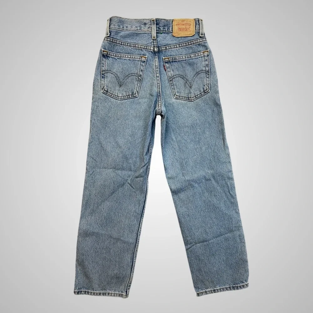 Levi's 550 Jeans Kid 12 Slim 24x26 Light Blue Excellent Straight High Rise Denim